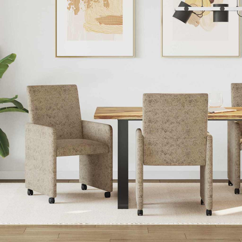 Produktbild för Matstolar med hjul med hjul 2 pcs Ljusgrå 57 x 66 x 94 cm
