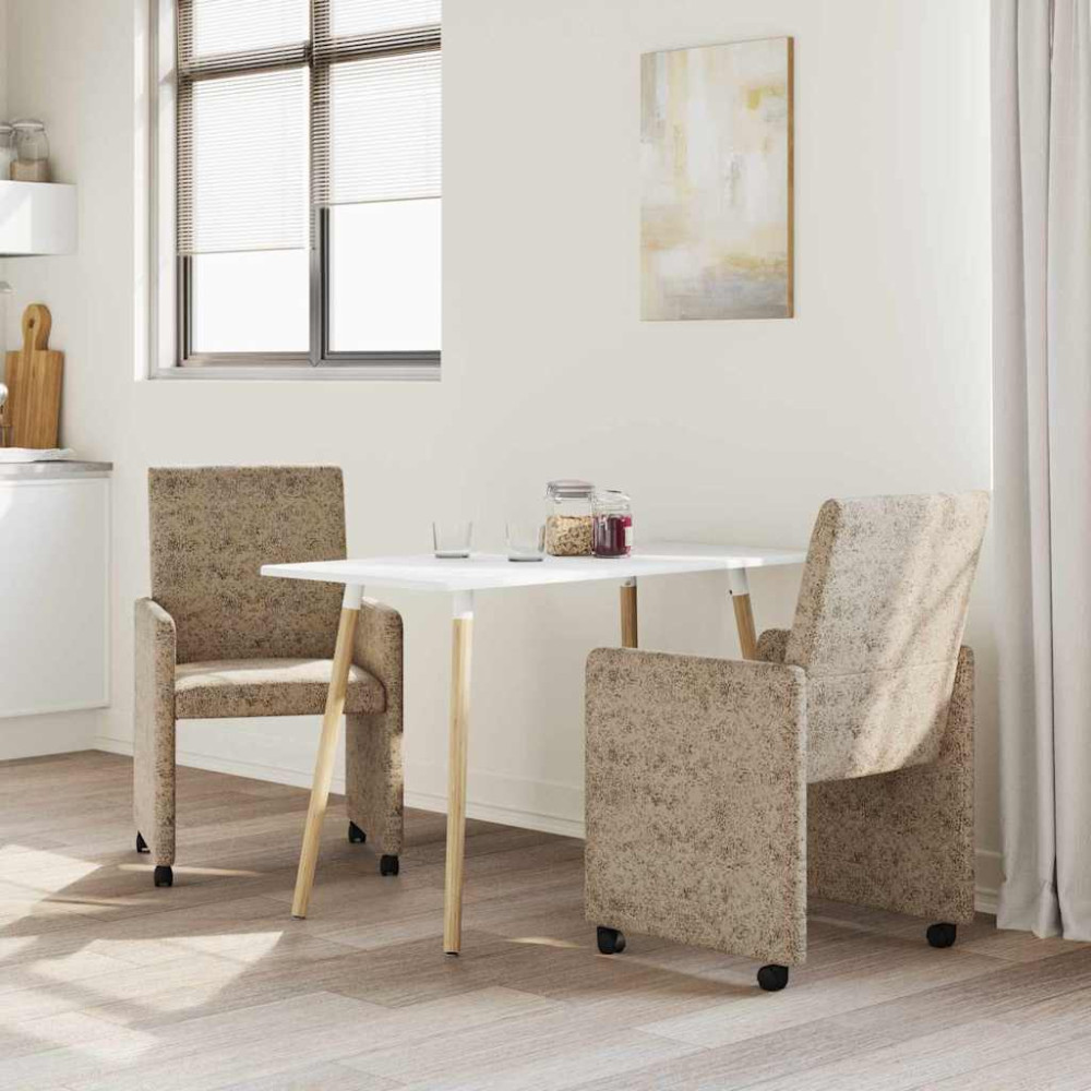 Produktbild för Matstolar med hjul med hjul 2 pcs Ljusgrå 57 x 66 x 94 cm