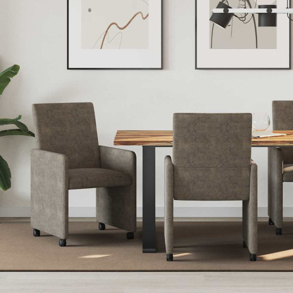 Produktbild för Matstolar med hjul med hjul 2 pcs Mörkgrå 57 x 66 x 94 cm