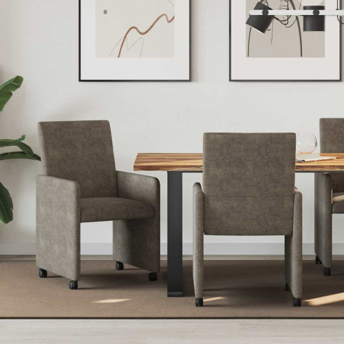 vidaXL Matstolar med hjul med hjul 2 pcs Mörkgrå 57 x 66 x 94 cm