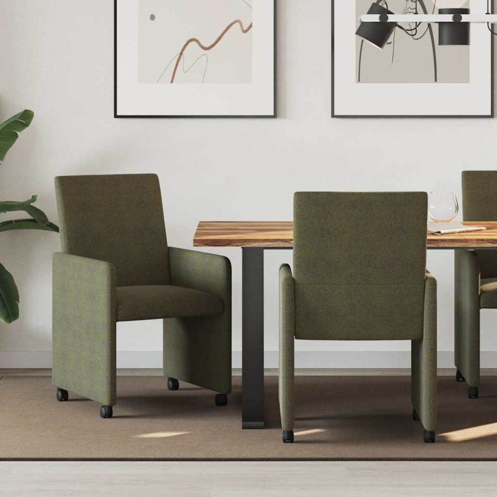 Produktbild för Matstolar med hjul med hjul 2 pcs Armégrön 57 x 66 x 94 cm