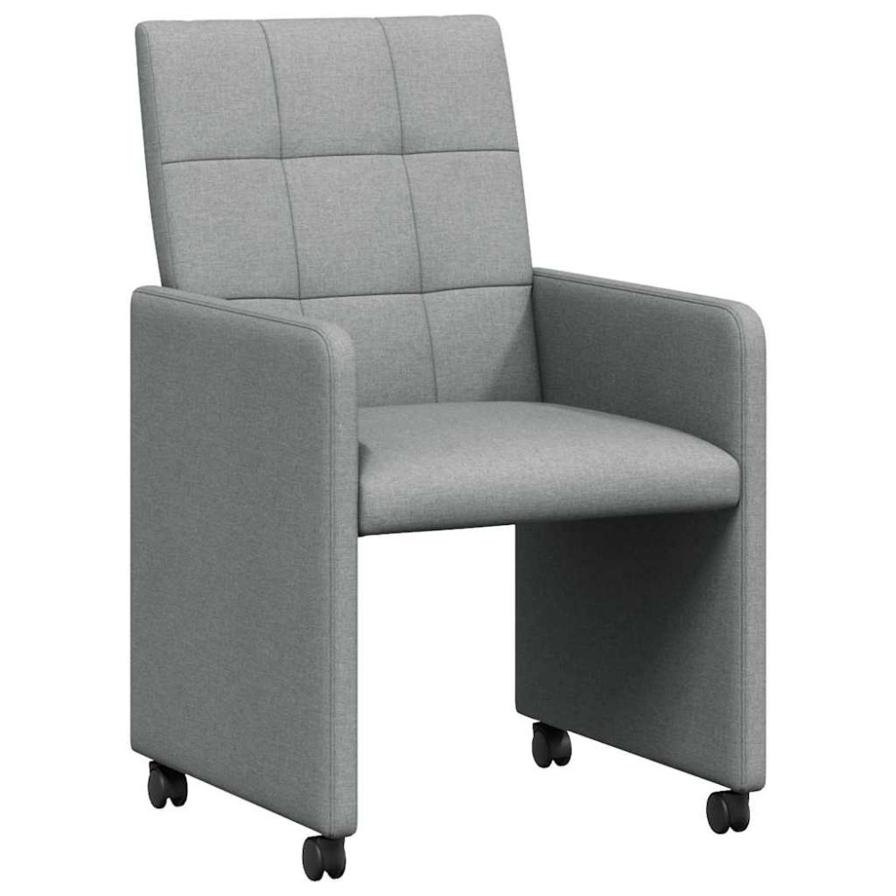 Produktbild för Matstolar med hjul med hjul 2 pcs Ljusgrå 58 x 65 x 94 cm tyg