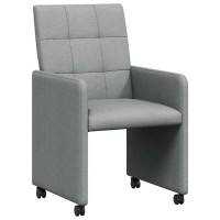 Produktbild för Matstolar med hjul med hjul 2 pcs Ljusgrå 58 x 65 x 94 cm tyg
