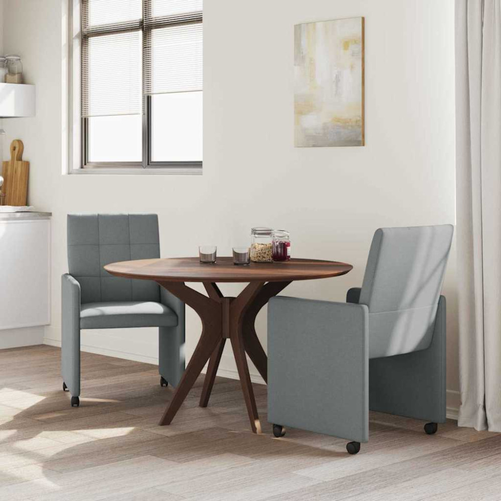 Produktbild för Matstolar med hjul med hjul 2 pcs Ljusgrå 58 x 65 x 94 cm tyg