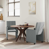 Produktbild för Matstolar med hjul med hjul 2 pcs Ljusgrå 58 x 65 x 94 cm tyg