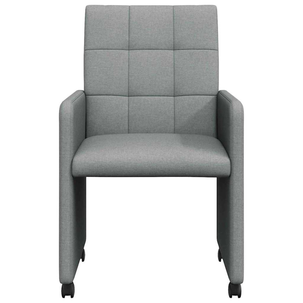 Produktbild för Matstolar med hjul med hjul 2 pcs Ljusgrå 58 x 65 x 94 cm tyg