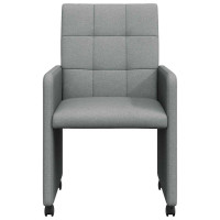 Produktbild för Matstolar med hjul med hjul 2 pcs Ljusgrå 58 x 65 x 94 cm tyg