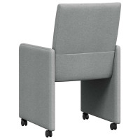 Produktbild för Matstolar med hjul med hjul 2 pcs Ljusgrå 58 x 65 x 94 cm tyg
