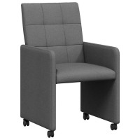 Produktbild för Matstolar med hjul med hjul 2 pcs Mörkgrå 58 x 65 x 94 cm tyg