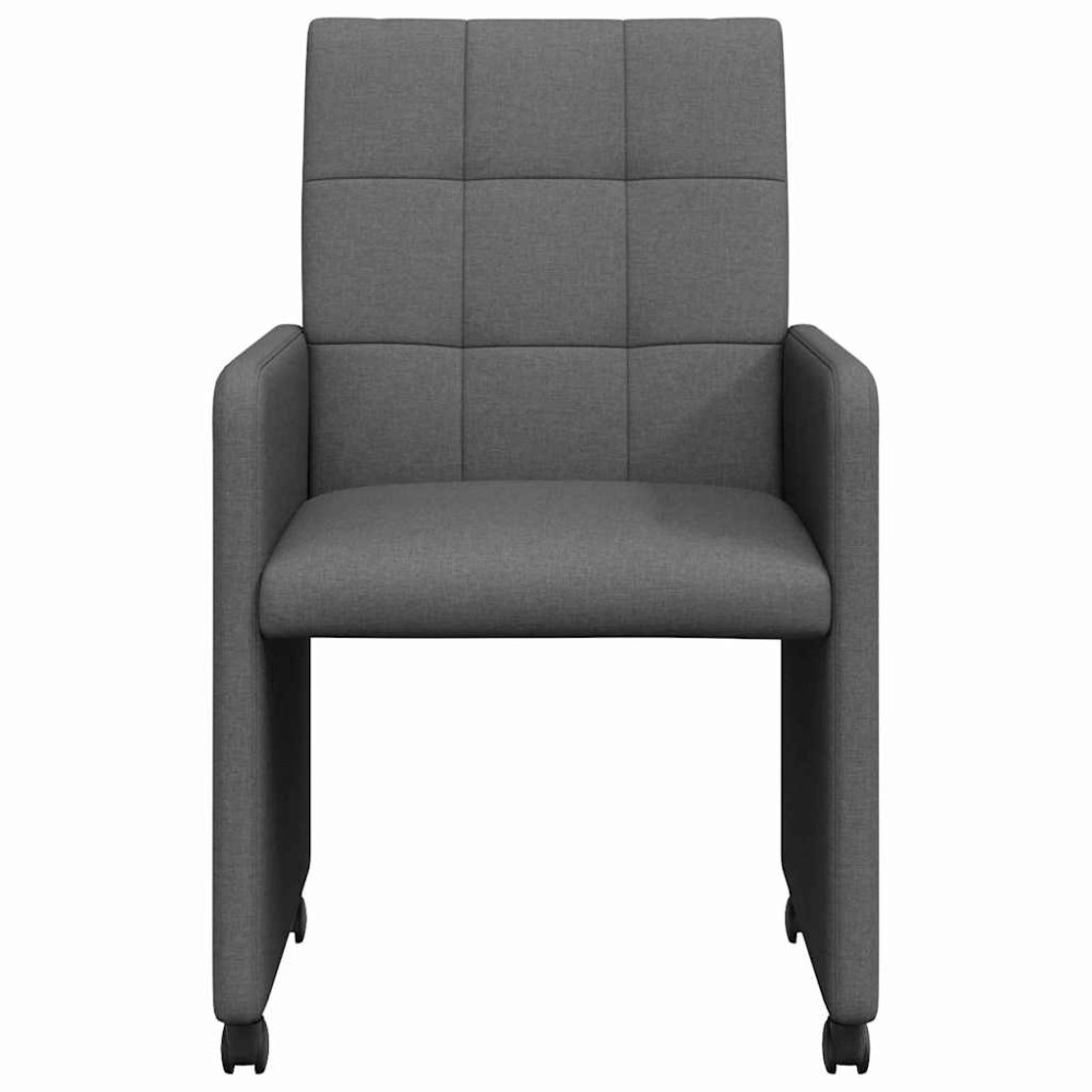 Produktbild för Matstolar med hjul med hjul 2 pcs Mörkgrå 58 x 65 x 94 cm tyg