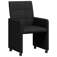 Produktbild för Matstolar med hjul med hjul 2 pcs Svart 58 x 65 x 94 cm tyg