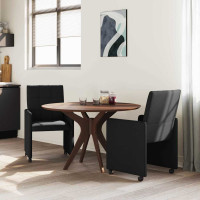 Produktbild för Matstolar med hjul med hjul 2 pcs Svart 58 x 65 x 94 cm tyg