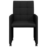 Produktbild för Matstolar med hjul med hjul 2 pcs Svart 58 x 65 x 94 cm tyg