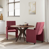 Produktbild för Matstolar med hjul med hjul 2 pcs Vinröd 58 x 65 x 94 cm tyg