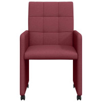 Produktbild för Matstolar med hjul med hjul 2 pcs Vinröd 58 x 65 x 94 cm tyg