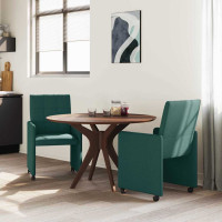 Produktbild för Matstolar med hjul med hjul 2 pcs Mörkgrön 58 x 65 x 94 cm tyg