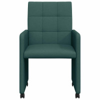 Produktbild för Matstolar med hjul med hjul 2 pcs Mörkgrön 58 x 65 x 94 cm tyg