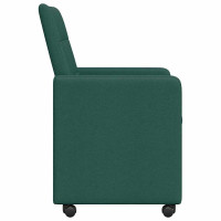 Produktbild för Matstolar med hjul med hjul 2 pcs Mörkgrön 58 x 65 x 94 cm tyg