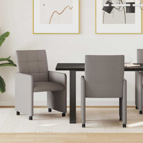 vidaXL Matstolar med hjul med hjul 2 pcs Taupe 58 x 65 x 94 cm tyg