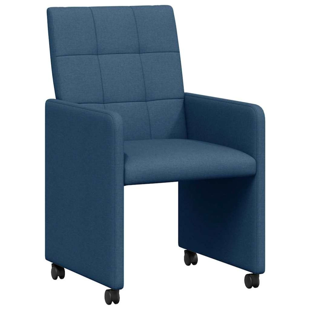 Produktbild för Matstolar med hjul med hjul 2 pcs Blå 58 x 65 x 94 cm tyg