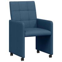 Produktbild för Matstolar med hjul med hjul 2 pcs Blå 58 x 65 x 94 cm tyg