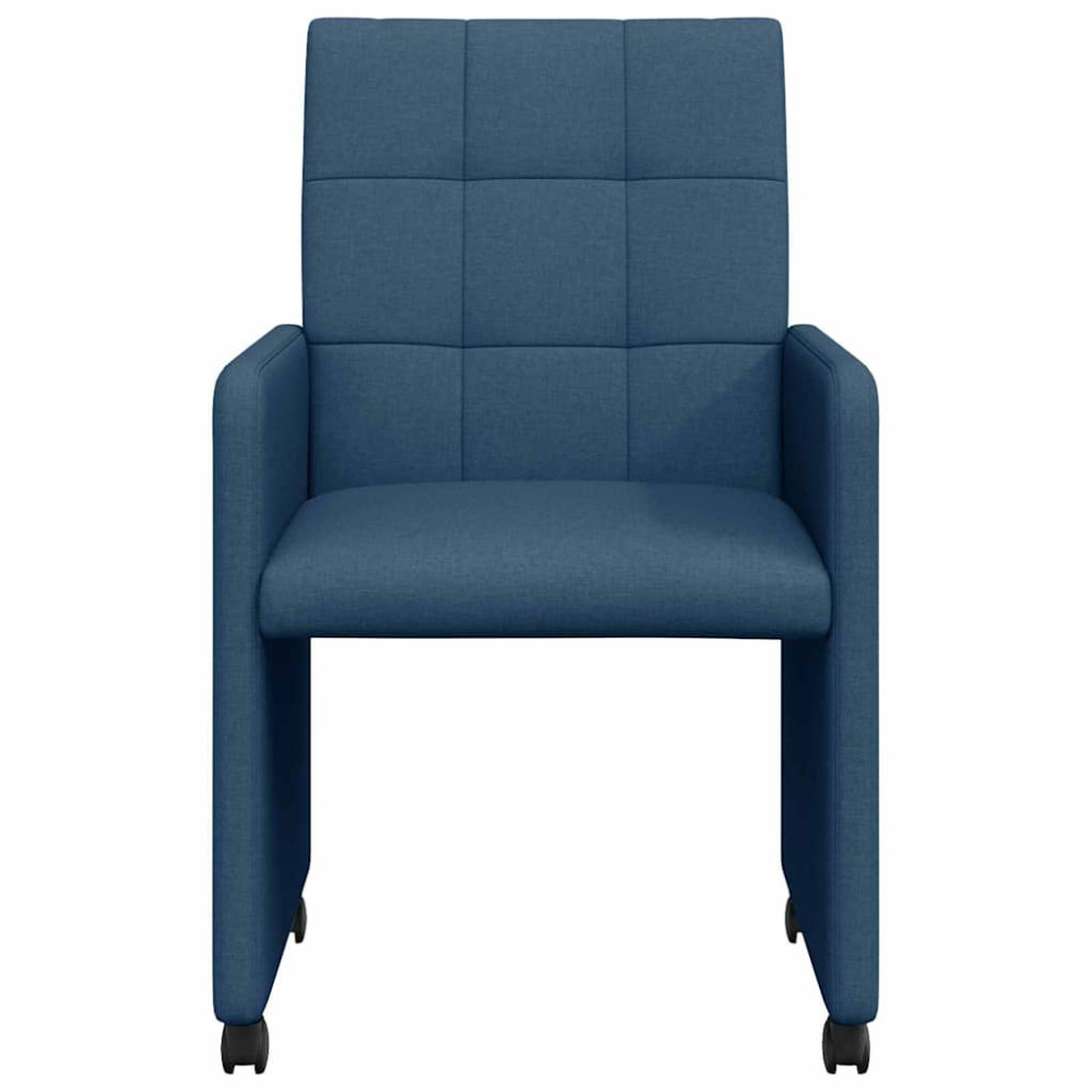 Produktbild för Matstolar med hjul med hjul 2 pcs Blå 58 x 65 x 94 cm tyg
