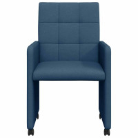 Produktbild för Matstolar med hjul med hjul 2 pcs Blå 58 x 65 x 94 cm tyg