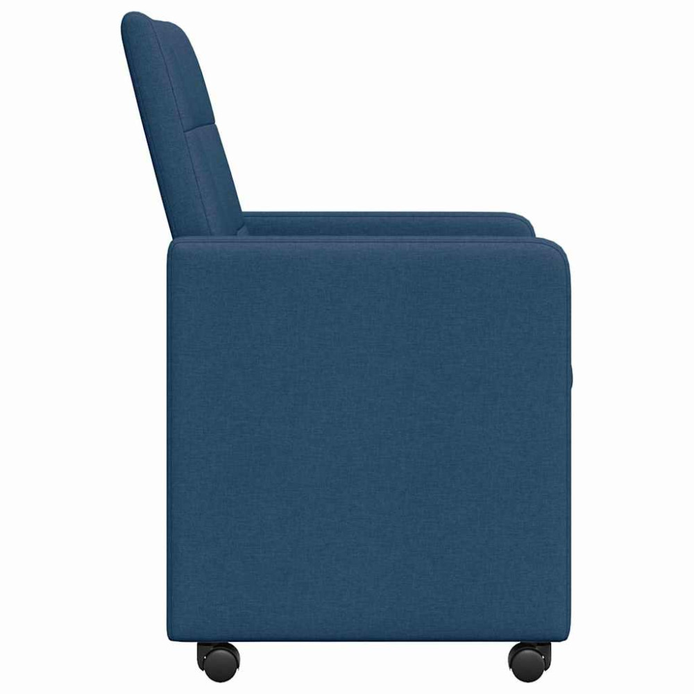 Produktbild för Matstolar med hjul med hjul 2 pcs Blå 58 x 65 x 94 cm tyg