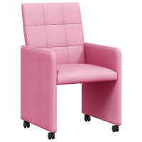 Produktbild för Matstolar med hjul med hjul 2 pcs Rosa 58 x 65 x 94 cm tyg
