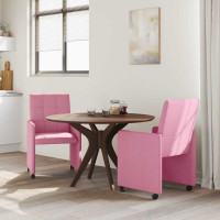 Produktbild för Matstolar med hjul med hjul 2 pcs Rosa 58 x 65 x 94 cm tyg