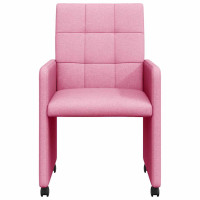 Produktbild för Matstolar med hjul med hjul 2 pcs Rosa 58 x 65 x 94 cm tyg