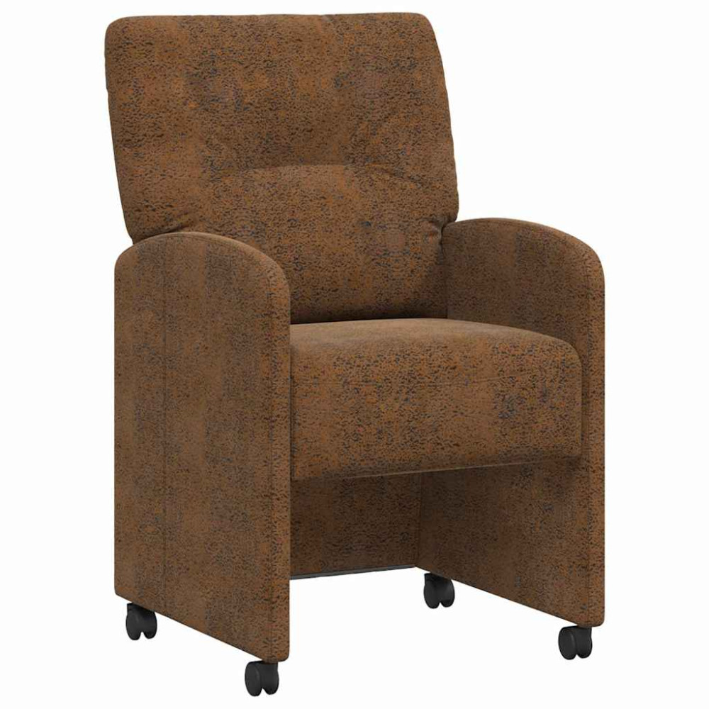 Produktbild för Matstolar med hjul 2 pcs Brun 57 x 67 x 95 cm Faux mockaläder