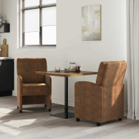 Produktbild för Matstolar med hjul 2 pcs Brun 57 x 67 x 95 cm Faux mockaläder