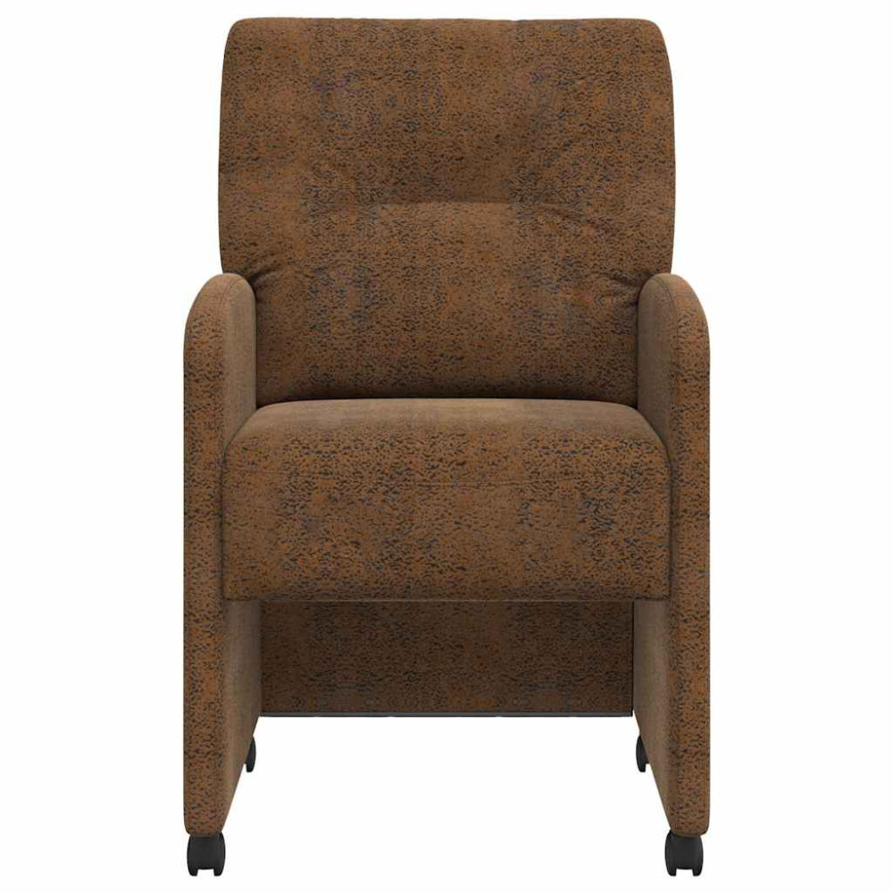 Produktbild för Matstolar med hjul 2 pcs Brun 57 x 67 x 95 cm Faux mockaläder