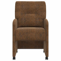Produktbild för Matstolar med hjul 2 pcs Brun 57 x 67 x 95 cm Faux mockaläder