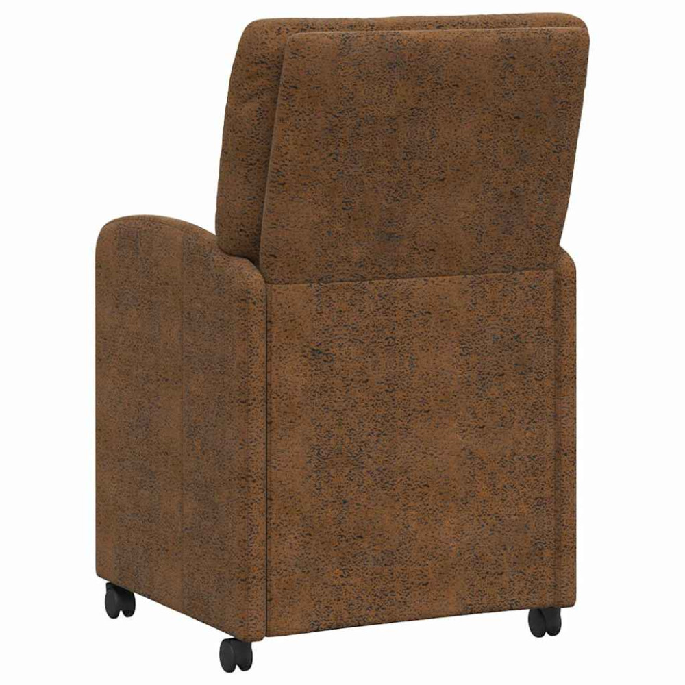 Produktbild för Matstolar med hjul 2 pcs Brun 57 x 67 x 95 cm Faux mockaläder