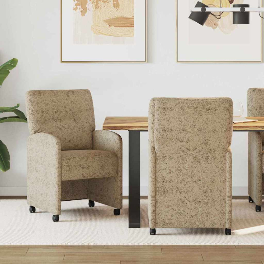Produktbild för Matstolar med hjul med hjul 2 pcs Ljusgrå 57 x 67 x 95 cm