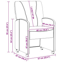 Produktbild för Matstolar med hjul med hjul 2 pcs Ljusgrå 57 x 67 x 95 cm