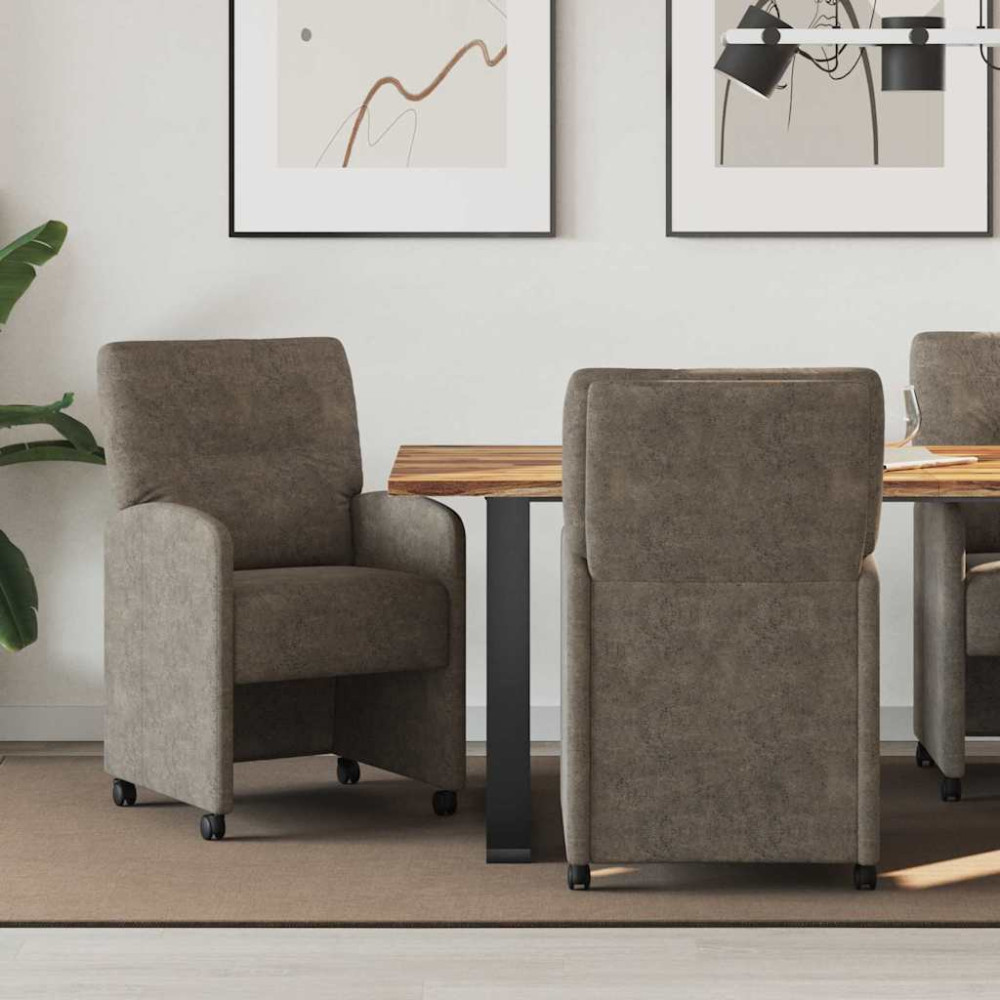 Produktbild för Matstolar med hjul med hjul 2 pcs Mörkgrå 57 x 67 x 95 cm