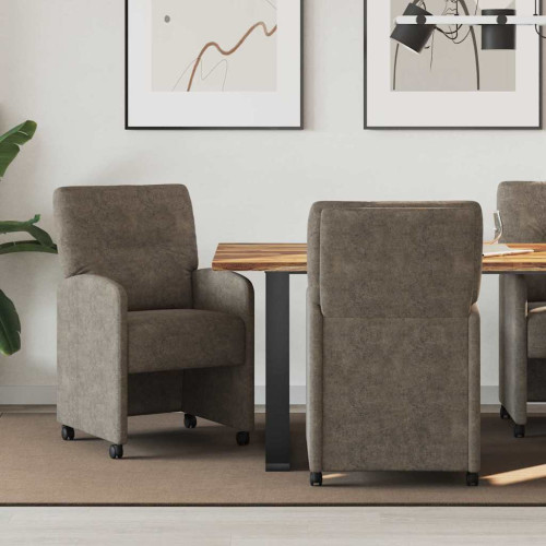 vidaXL Matstolar med hjul med hjul 2 pcs Mörkgrå 57 x 67 x 95 cm