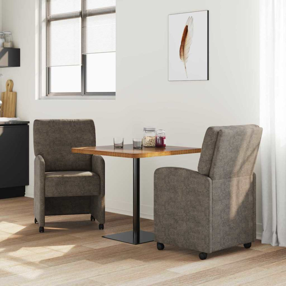 Produktbild för Matstolar med hjul med hjul 2 pcs Mörkgrå 57 x 67 x 95 cm