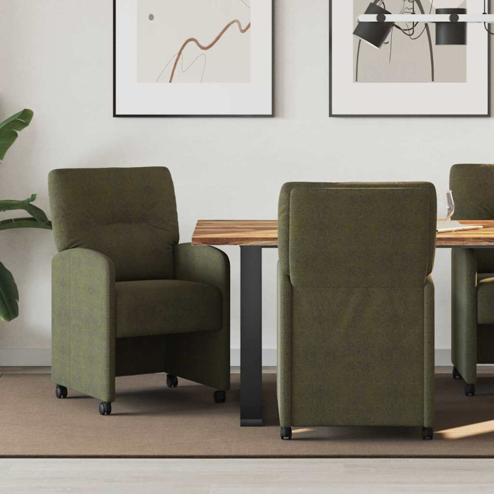 Produktbild för Matstolar med hjul med hjul 2 pcs Armégrön 57 x 67 x 95 cm