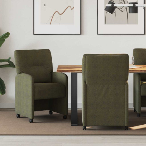 vidaXL Matstolar med hjul med hjul 2 pcs Armégrön 57 x 67 x 95 cm