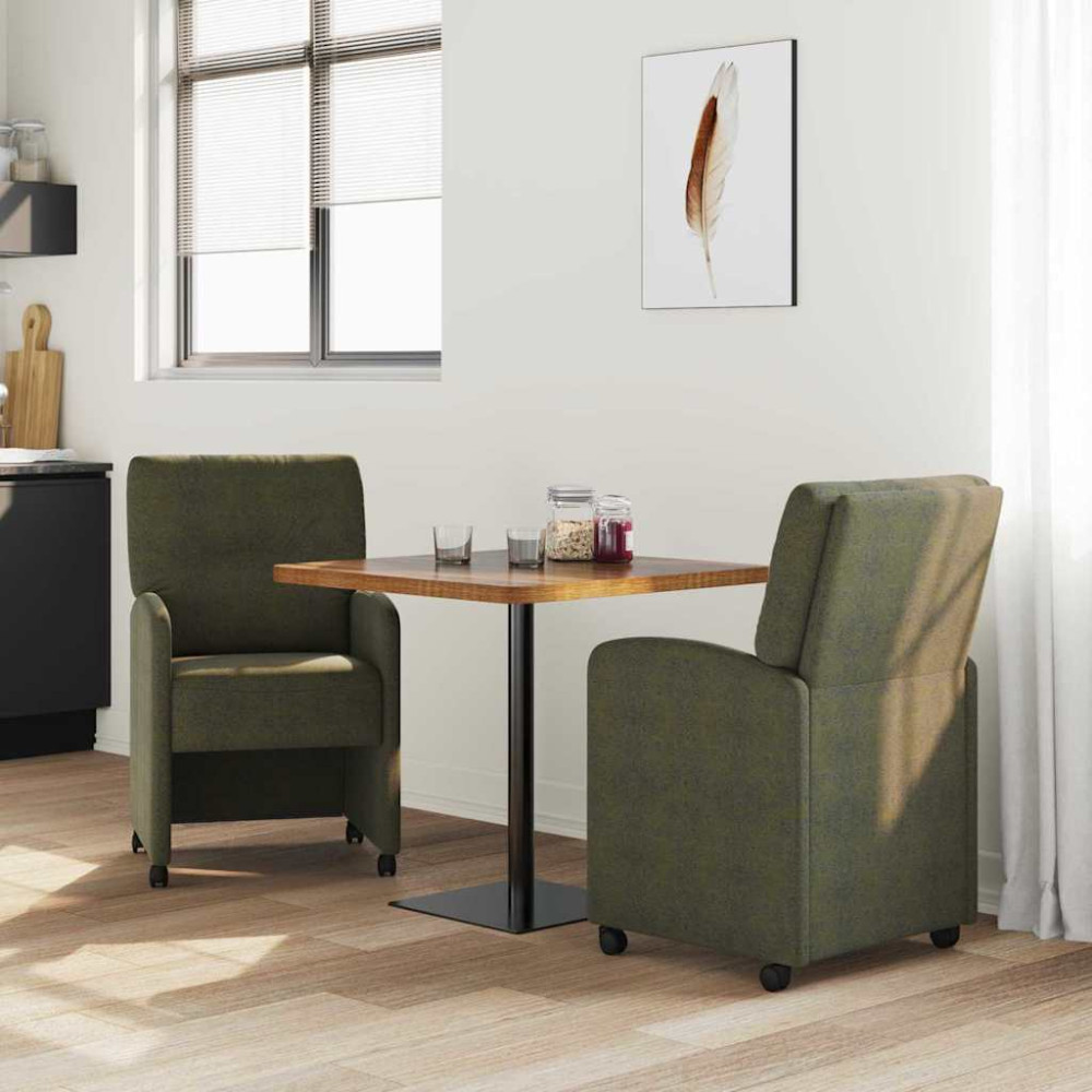 Produktbild för Matstolar med hjul med hjul 2 pcs Armégrön 57 x 67 x 95 cm