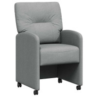 Produktbild för Matstolar med hjul med hjul 2 pcs Ljusgrå 57 x 67 x 95 cm tyg
