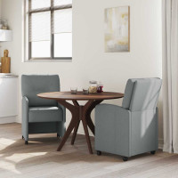 Produktbild för Matstolar med hjul med hjul 2 pcs Ljusgrå 57 x 67 x 95 cm tyg