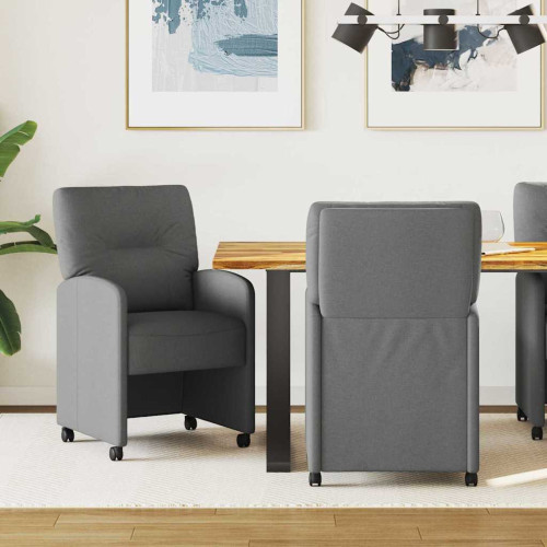 vidaXL Matstolar med hjul med hjul 2 pcs Mörkgrå 57 x 67 x 95 cm tyg