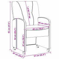 Produktbild för Matstolar med hjul med hjul 2 pcs Mörkgrå 57 x 67 x 95 cm tyg
