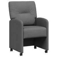Produktbild för Matstolar med hjul med hjul 2 pcs Mörkgrå 57 x 67 x 95 cm tyg