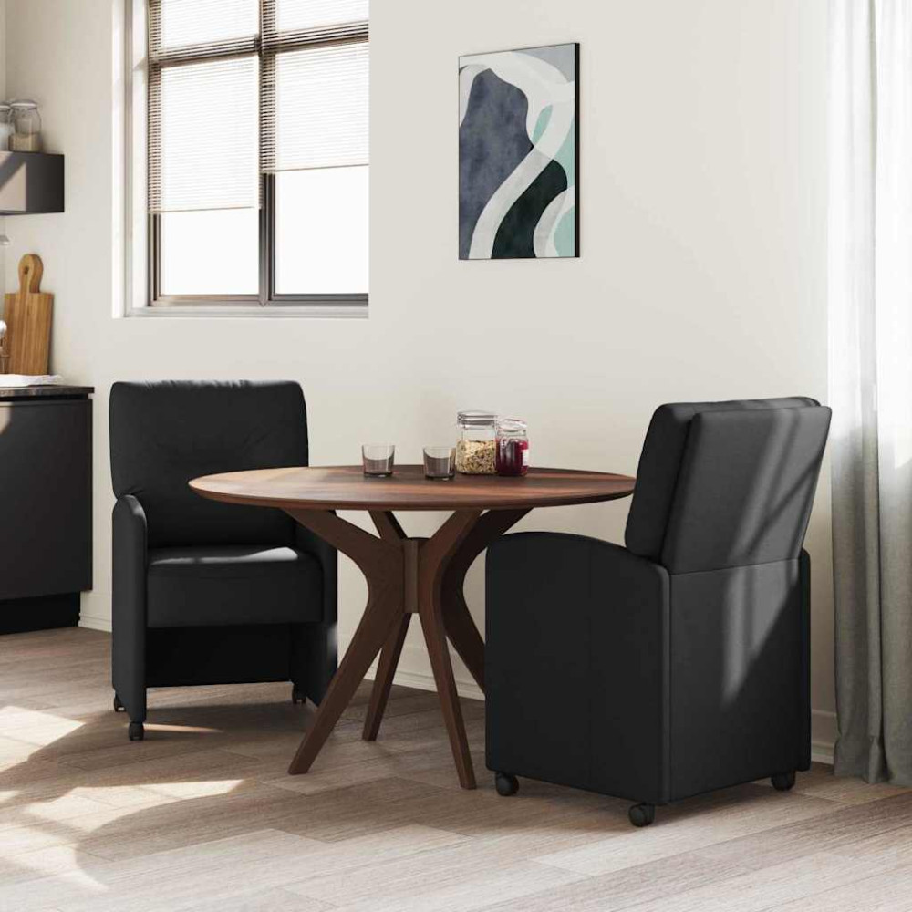 Produktbild för Matstolar med hjul med hjul 2 pcs Svart 57 x 67 x 95 cm tyg